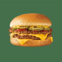 Quarter Pound Double Cheeseburger · Ketchup, mustard, and pickles.