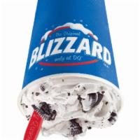 OREO® BLIZZARD · OREO® cookie pieces blended with creamy vanilla soft serve.