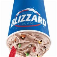 M&M’S BLIZZARD · M&M's® candy pieces blended with chocolate sauce blended with creamy vanilla soft serve.