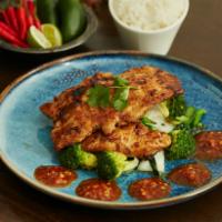 Lemongrass Chicken Breast · Marinated chicken with sweet and sour sauce and stir-fried mixed vegetables. Spicy.