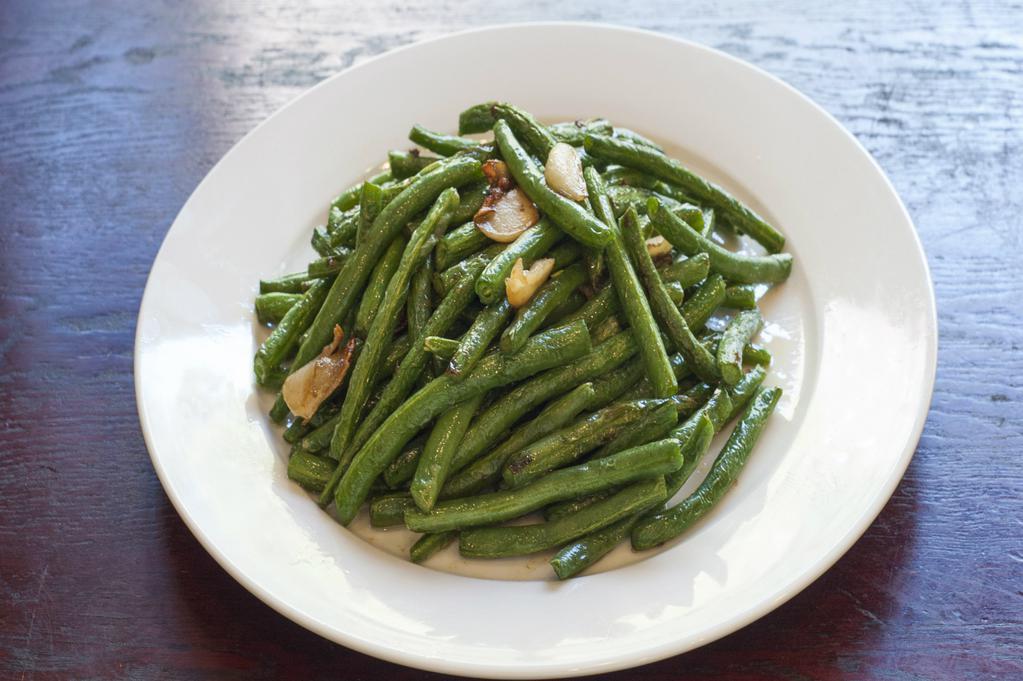 Dry Sauteed String Beans · With choice of rice.