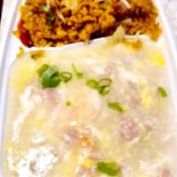 Shrimp with Lobster Sauce Combination Platter · With pork fried rice and egg roll. 
