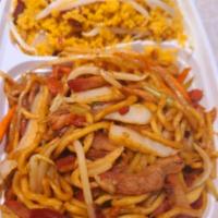Roast Pork Lo Mein Combination Platter · With pork fried rice and egg roll. 