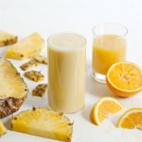 OJ Blend · Fresh squeezed orange juice, pineapple, banana, greek yogurt, agave.