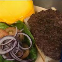 1/2 lb. Cheeseburger  · Served with lettuce, tomato, onions, pickles and a bag of chips. 