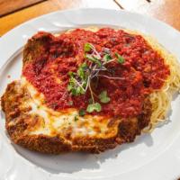 Veal Parmesan · Lightly breaded veal cutlet with melted mozzarella cheese. Served with our house marinara sa...