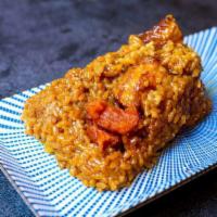 Pork rice dump 鲜肉粽子 · Ingredients: sticky rice, pork, soy sauce