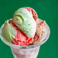 Spumoni ice cream  · Italian ice cream blend of pistachio, cherry and chocolate 
