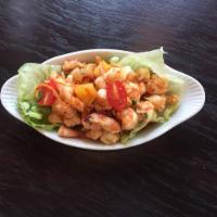 Shrimp Salad · Shrimp with pineapple, cashew nut, carrot, shallot, scallion and tomato in chili paste lime ...