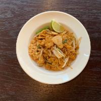Pad Thai Noodle · Sauteed rice noodles, egg, bean curd, scallion, bean sprout and ground peanut. Gluten free.