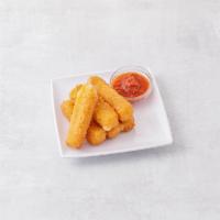 Mozzarella Sticks · 6 pieces. Mozzarella cheese that has been coated and fried.