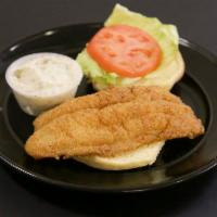 Fried Fish Sandwich · Choice of fish with lettuce, tomato and tartar sauce. Served with fries.
