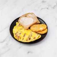 Meat Lover's Omelette · Choice of bacon, ham, sausage, turkey or pastrami. Served with home fries and toast.