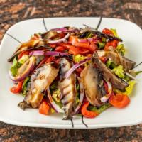 Insalata Portobello Salad · Grilled portobello mushrooms, tomatoes & peppers with sweet teriyaki over a bed of mixed gre...