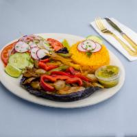 Mexican Fajita · Grilled onions, peppers with choice of beef or chicken. Served with corn tortilla.