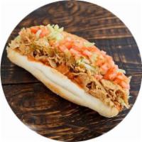 The Winfrey Hoagie · Shaved chicken, caramelized onions, pepper jack cheese, lettuce, tomatoes, chipotle aioli, a...