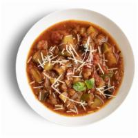 Ratatouille Soup · The classic medley of vegetables, nestled in a tasty tomato broth with a kick of red pepper.