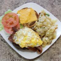 Texas Burger · Cheddar cheese, and egg.