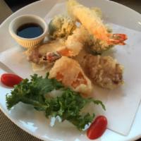 Tempura Sampler · Shrimp and vegetable tempura.