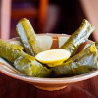 6 pc. Grape Leaves · rolled grape leaves with rice, parsley, onions and spices. 							