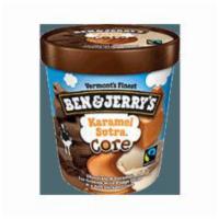 Caramel Sutra Ice Cream · Chocolate ＆ Caramel Ice Creams with Fudge Chips ＆ a Soft Caramel Core