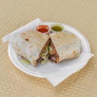 Burrito · Come with beans tomato, lettuce, avocado, rice jalapeno, and your choice of meat.