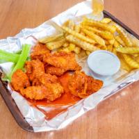 10 Bone-in Wings Combo · 10 Bone In wings up to two flavors, Fries, drink