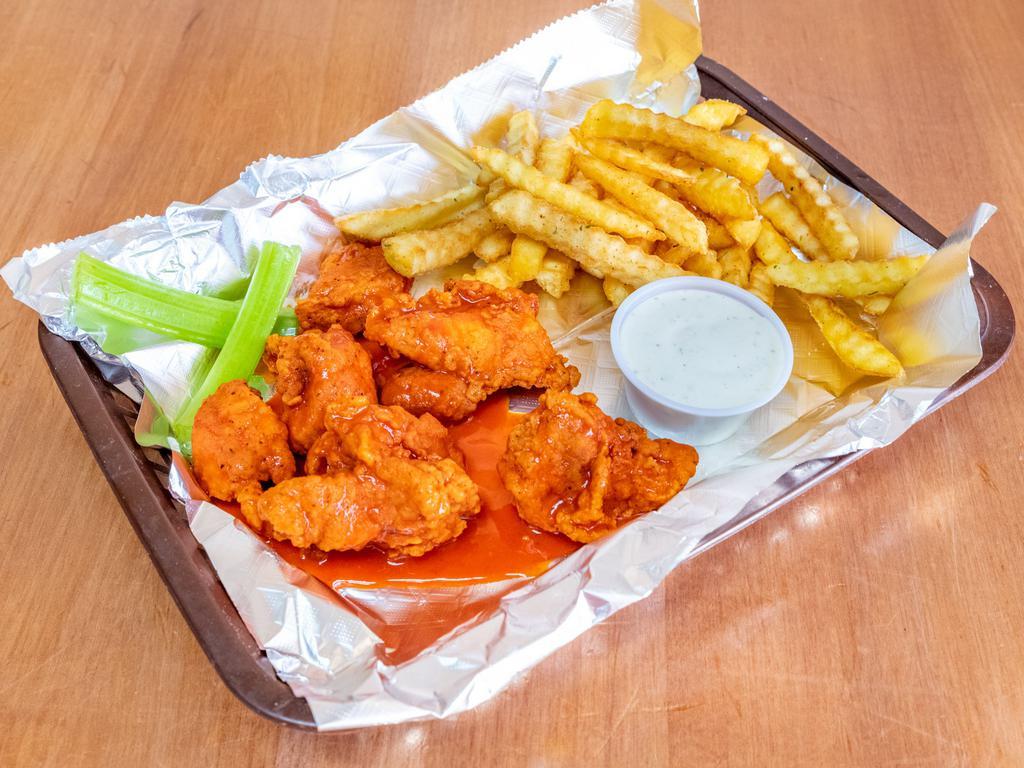 10 Bone-in Wings Combo · 10 Bone In wings up to two flavors, Fries, drink