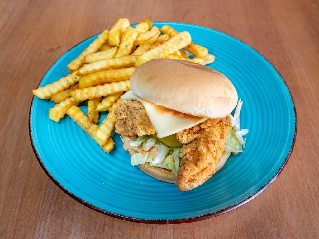 crispy  Chicken Sandwich combo · Lettuce , pickles , mayo on a buttered bun.