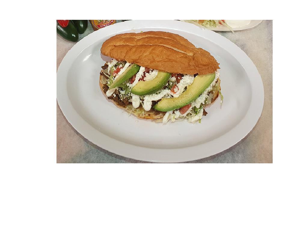 Torta Dinner · A Mexican sandwich served on toasted bread, Lettuce, tomatoes, beans, cheese, sour cream, jalapenos, avocado & your choice of meat. 