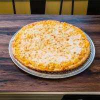 Mac and Cheese Pizza · Traditional mac and cheese on a bed of melted mozzarella.