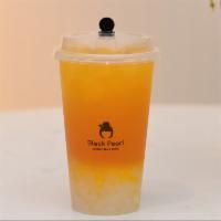 Sweet Sunshine (New!) · Mango lychee green tea mix with lychee jelly.