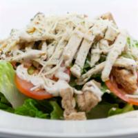 Caesar Salad · Grilled chicken, romaine lettuce, tomato, Parmesan cheese, croutons and our homemade Caesar ...