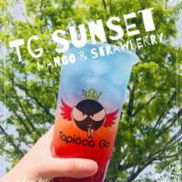 TG Sunset · Shave Ice Drink in Strawberry and Mango Flavor & Butterfly Pea Tea; **Not Recommend to pregn...