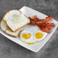 U Breakfast · Two eggs cooked to order, choice of bacon or sausage, and choice of toast.