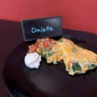 3 Egg Omelette · Choose 3 ingredients. Bacon, sausage, ham, onion, green chilies, red pepper, spinach, mushro...