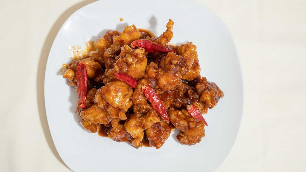 General Tso's Chicken · Deep fried chicken with sweet and spicy sauce.