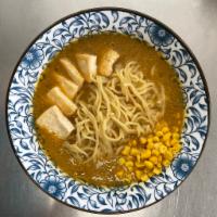 Kids Vegan  · Vegetable and shitake based broth, corn and tofu on a bed of fresh ramen noodles. 