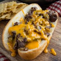 Philly Cheese Steak Hot Sandwich · Steak, cheese, and caramelized onion sandwich. Everything. Green peppers onions mayonnaise’s...