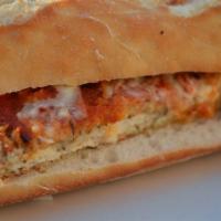 Chicken Parmigiana Hero · Breaded chicken, tomato sauce, and cheese sandwich. 