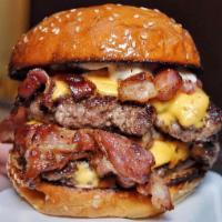 Double Bacon Cheeseburger Deluxe · with fries