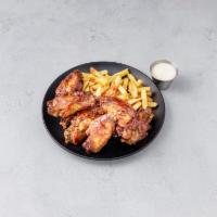 BBQ Wings · 9 pieces. Served with french fries.