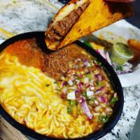 Ramen and Taco combo · One Crispy Quesa Taco with Birria of your choice. Corn tortilla, melted Mexican cheese mix, ...
