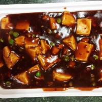 Ma Po Tofu · Served with white rice. Hot and spicy.