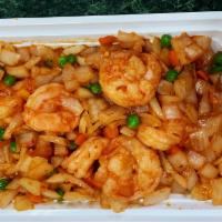 H17. Hot and Spicy Shrimp · Served with white rice. Hot and spicy.