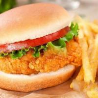 Spicy Chicken Sandwich Combo · Lettuce, tomato, mayo, ketchup. Comes with fries and a drink of your choice. Fries substitut...