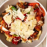 Supremo Pasta · Rigatoni with bell peppers, black olives, mushrooms, pepperoni, and Italian sausage, all tos...