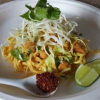 14. BD Noodle Salad · Yellow(wheat) noodle mixed with house dressing, curried chicken, cabbage, carrot, gram powde...