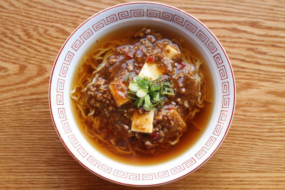 Mabo Ramen · Bold ramen with ground pork stir-fry and soft tofu in a hearty chicken-based soup