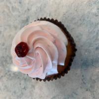 Strawberry Cake · Topped with our signature strawberry buttercream and a dollop of strawberry sauce.